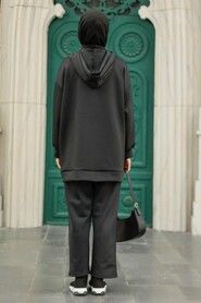 Black Hijab Double Suit 7690S - 2