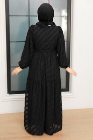 Black Hijab Dress 10015S - 3