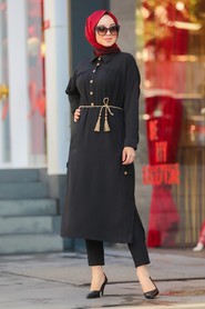 Black Hijab Dress 10078S - 3