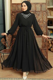 Black Hijab Dress 10411S - 1