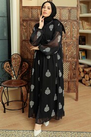Black Hijab Dress 10437S - NEVA STYLE