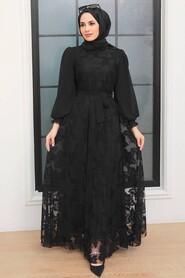 Black Hijab Dress 1063S - 3