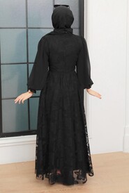 Black Hijab Dress 1063S - 4