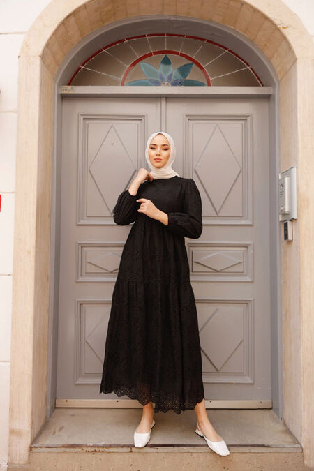Black Hijab Dress 1073S - NEVA STYLE