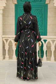 Black Hijab Dress 11282S - 3