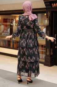 Black Hijab Dress 11470S - 3
