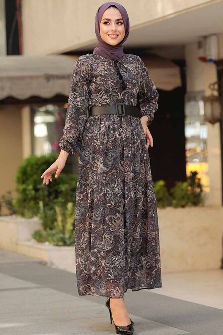 Black Hijab Dress 11740S - NEVA STYLE