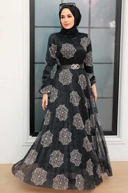 Black Hijab Dress 11870S - 3