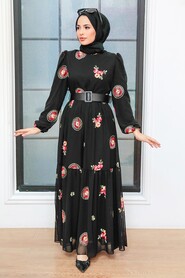 Black Hijab Dress 12040S - 1