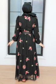 Black Hijab Dress 12040S - 3