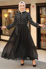 Black Hijab Dress 12051S - 1