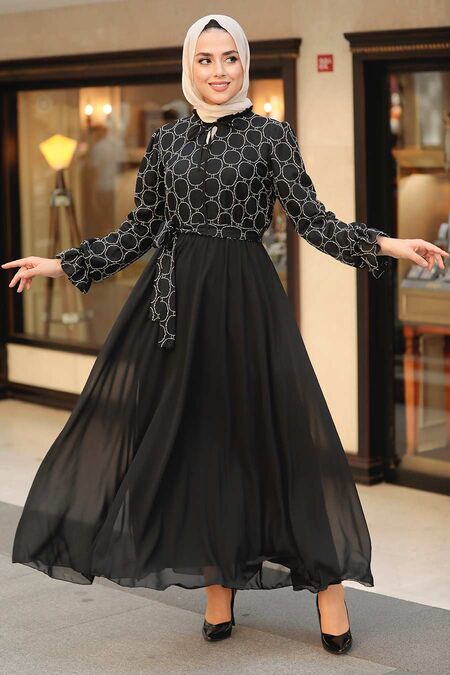 hijab colour combination with black dress Black Hijab Dress 7688S