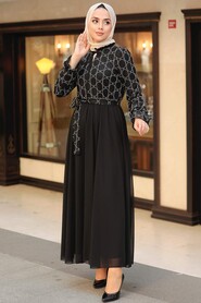 Black Hijab Dress 12051S - 2