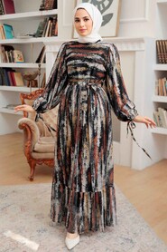 Black Hijab Dress 12101S - 3