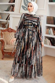 Black Hijab Dress 12101S - 1
