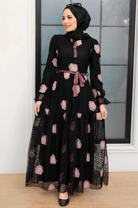 Black Hijab Dress 1216S - NEVA STYLE