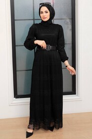 Black Hijab Dress 12240S - 2