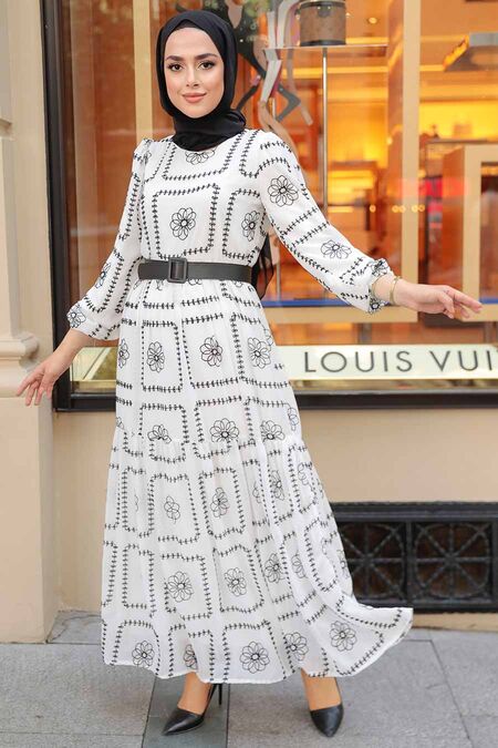 Black Hijab Dress 12387S - NEVA STYLE