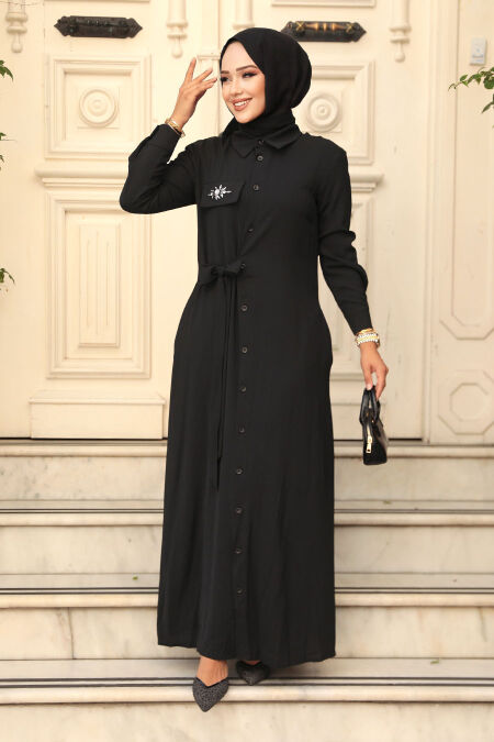 Black Hijab Dress 12504S - NEVA STYLE