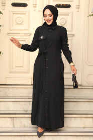 Black Hijab Dress 12504S - 3