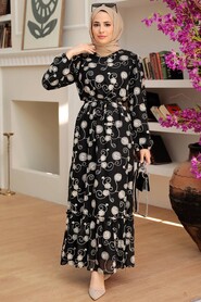 Black Hijab Dress 13311S - 4