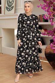 Black Hijab Dress 13311S - 3