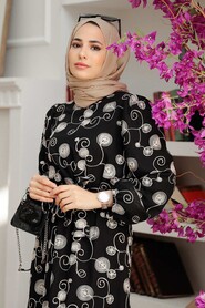 Black Hijab Dress 13311S - 6