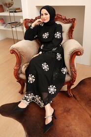 Black Hijab Dress 1332S - 3