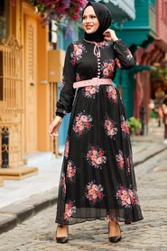 Black Hijab Dress 1409S - 1