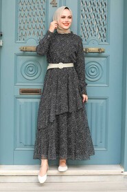 Black Hijab Dress 1472S - 1