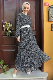 Black Hijab Dress 1476S - 1
