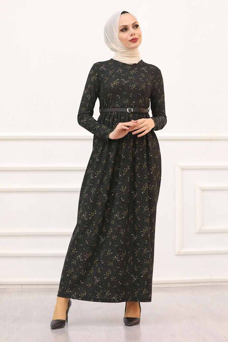 Black Hijab Dress 163905S - NEVA STYLE