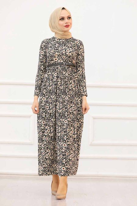 Black Hijab Dress 163906S - NEVA STYLE