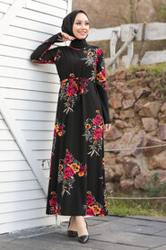Black Hijab Dress 16830S - 2