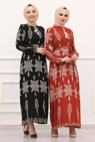 Black Hijab Dress 21201S - 3