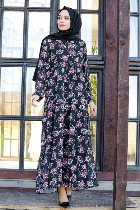 Black Hijab Dress 2135S - NEVA STYLE