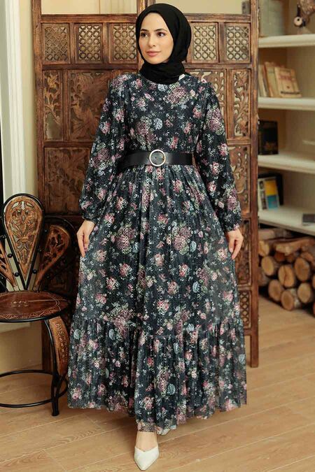 Black Hijab Dress 22050S - NEVA STYLE