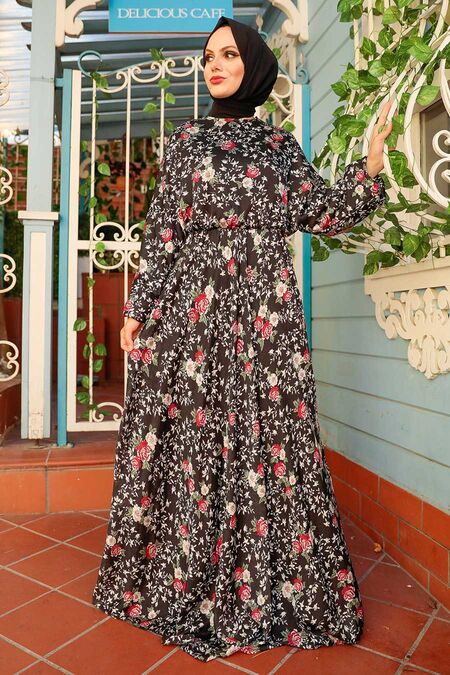 Black Hijab Dress 22160S - NEVA STYLE