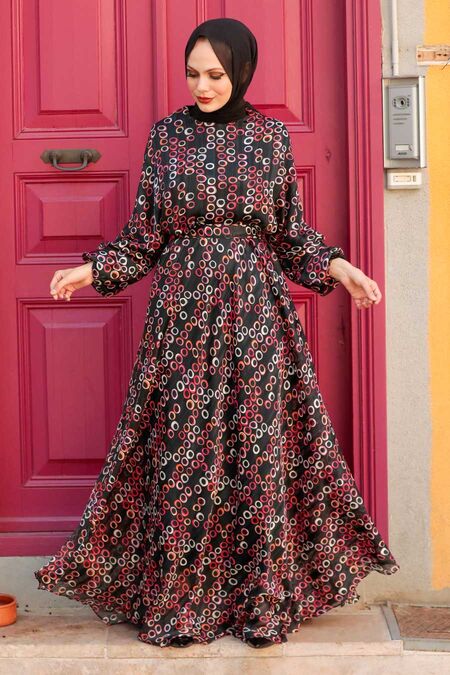 Black Hijab Dress 22164S - NEVA STYLE