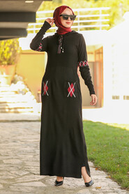Black Hijab Dress 2243S - 1