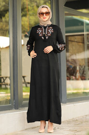 Black Hijab Dress 23120S - 1