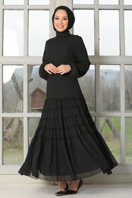Black Hijab Dress 27001S - Neva-style.com