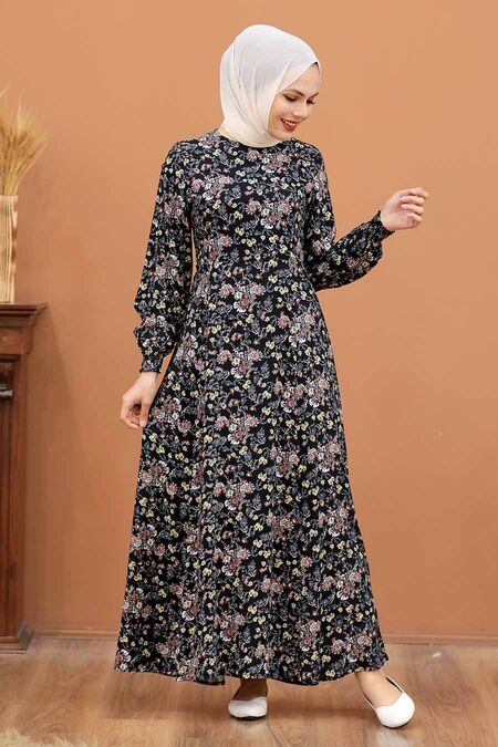 Black Hijab Dress 2769S - NEVA STYLE