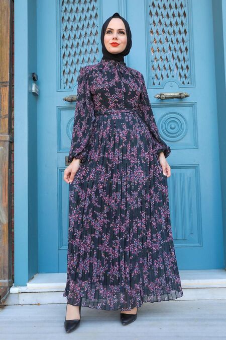Black Hijab Dress 27890S - NEVA STYLE