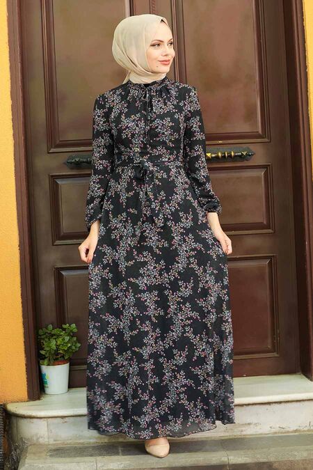 Black Hijab Dress 279011S - NEVA STYLE