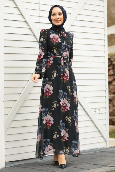 Black Hijab Dress 27901S - NEVA STYLE