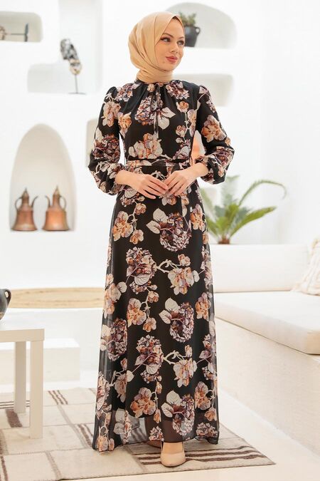 Black Hijab Dress 279020S - NEVA STYLE