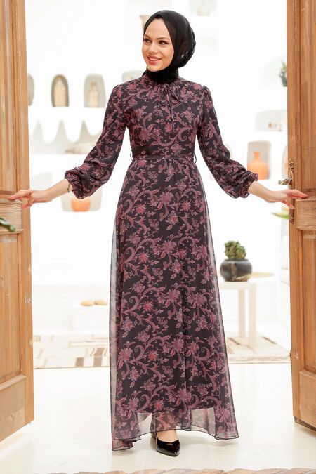 Black Hijab Dress 279025S - NEVA STYLE