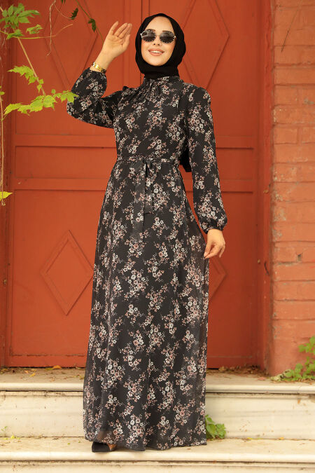 Black Hijab Dress 279047S - NEVA STYLE