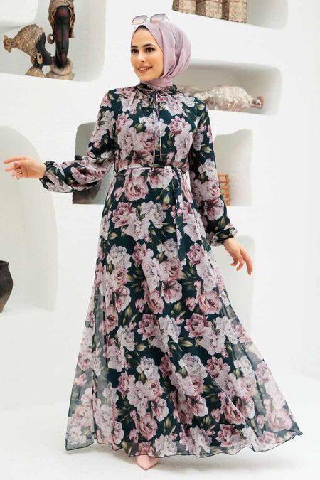 Black Hijab Dress 279058S - NEVA STYLE